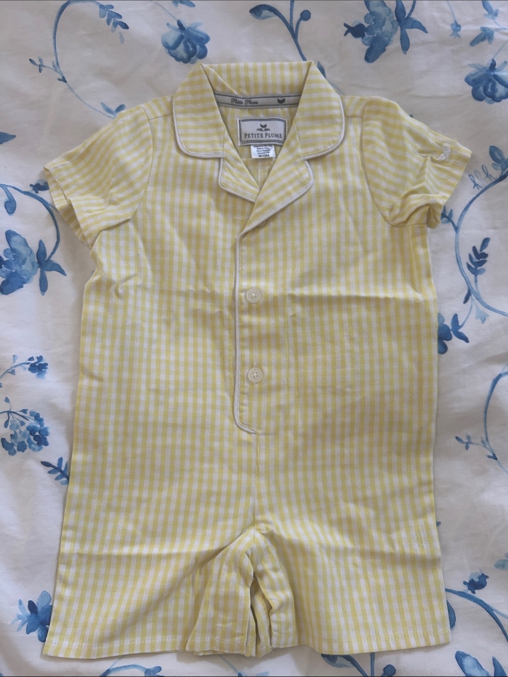 Petite Plume Yellow Gingham Baby Romper